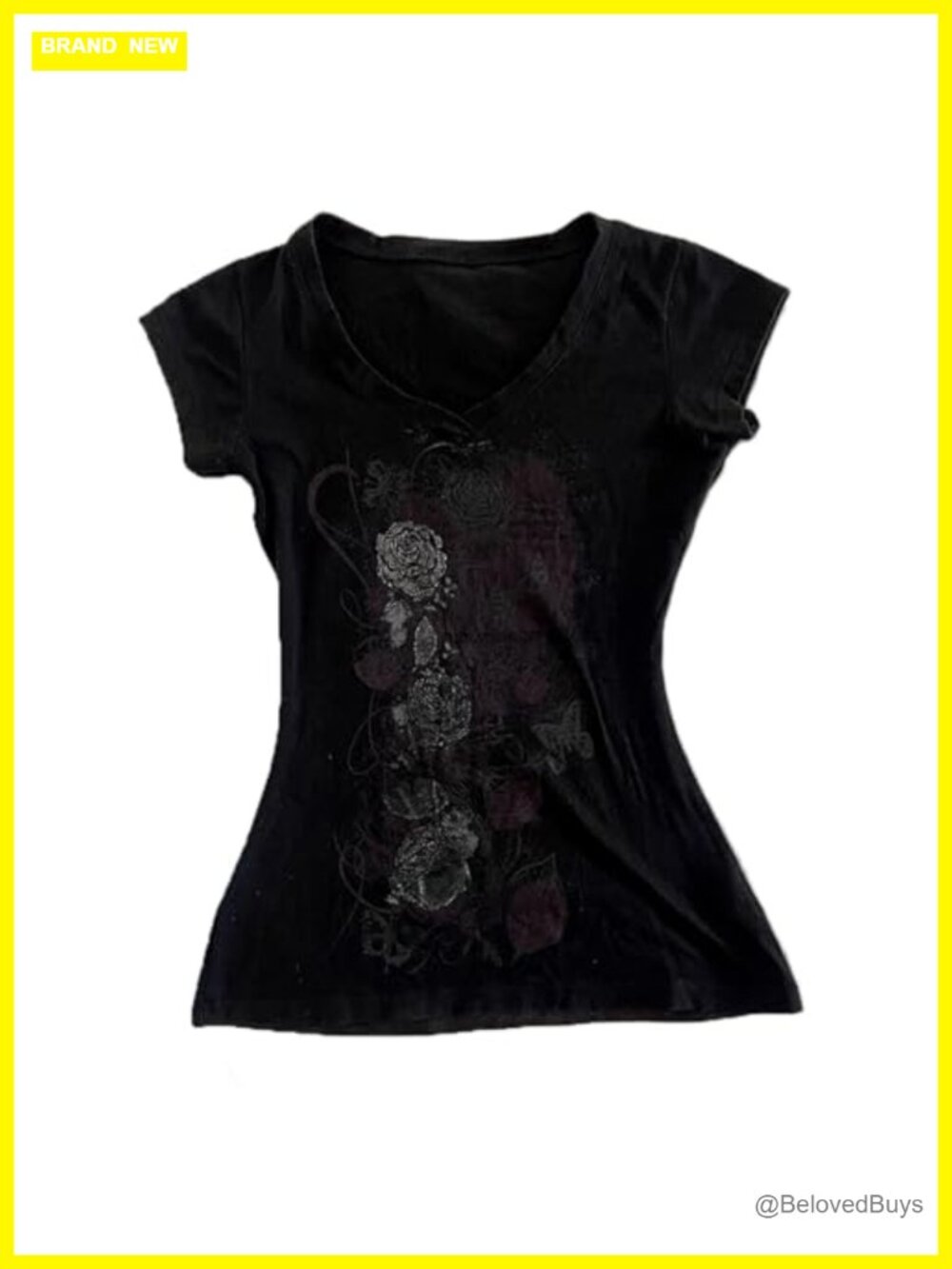 Y2K Fairy Grunge Skull Skeleton Star Print Tee Women's Short Sleeve Loose Fit